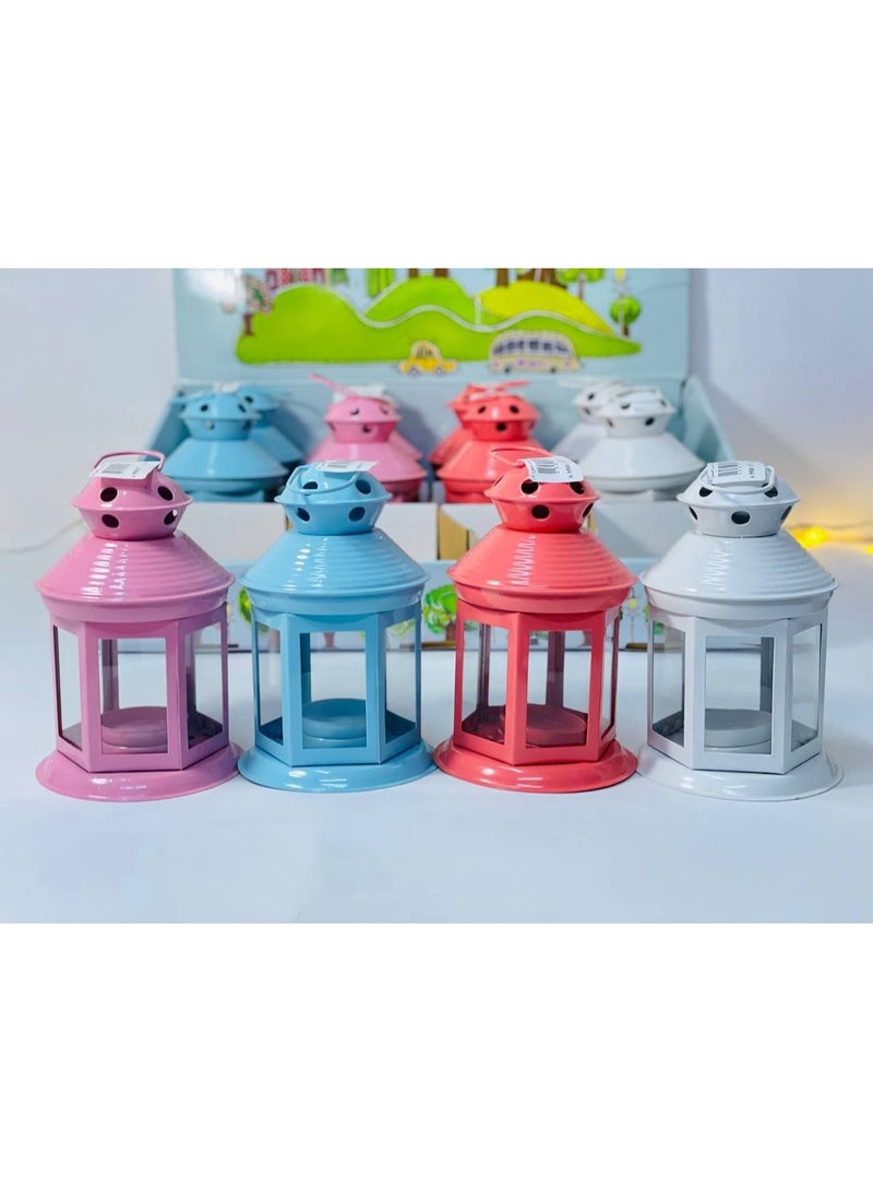 Metal Ramadan lantern. The lantern is made of metal and glass and has a place for a candle. The lantern comes in different colors. Size: 15 cm - Image 1